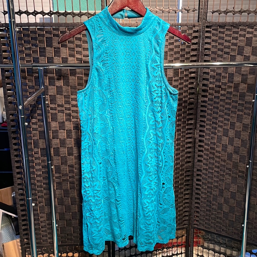 City Triangles lace dress formal or casual teal aqua country open back